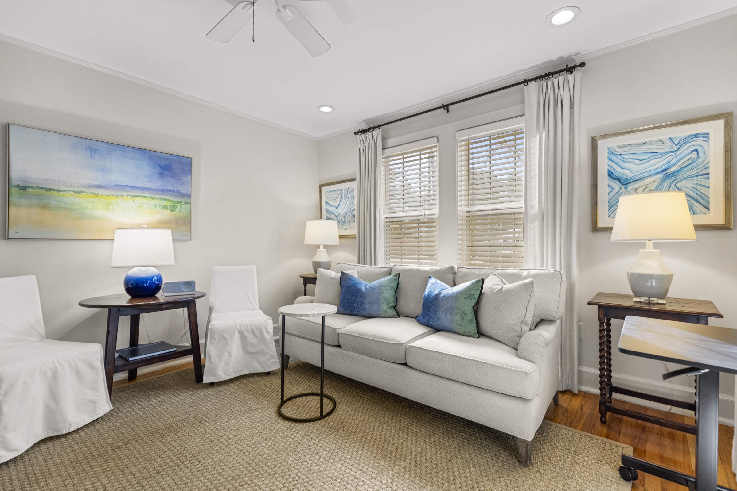 A bright, stylish living room